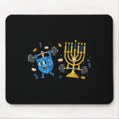 Tapis De Souris Funny Weightlifting Gym Dreidel Menorah Hanukkah W (Devant)