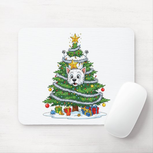Tapis De Souris Funny West Highland White Terrier Dog Christmas Tr (Avec souris)