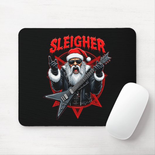 Tapis De Souris Funny Xmas Christmas Guitar Santa Sleigher Heavy M (Avec souris)