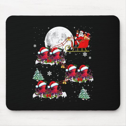 Tapis De Souris Funny Xmas Éclairage Arbre Père Noël équitation Oc (Devant)