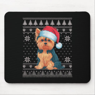 Tapis De Souris Funny Yorkie Chien moche de Noël Sweat Père Noël N