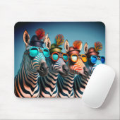 Tapis De Souris Funny Zebras mignon Zoo Animaux Fête Casquettes Lu (Avec souris)