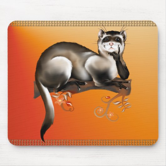 Tapis De Souris Furet sur une branche Mousepad (Devant)