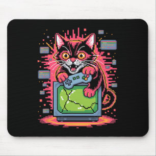 Tapis De Souris Fureur de Pixel Chat Rétro Joueur Bogue Dans Le St