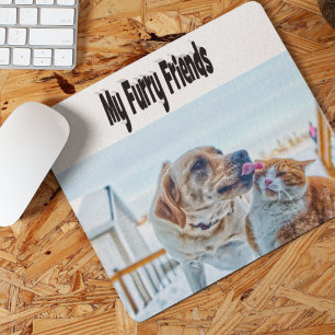 Tapis De Souris Furry Friends Photo Chat et Chien