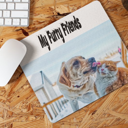 Tapis De Souris Furry Friends Photo Chat et Chien