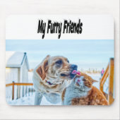 Tapis De Souris Furry Friends Photo Chat et Chien (Devant)