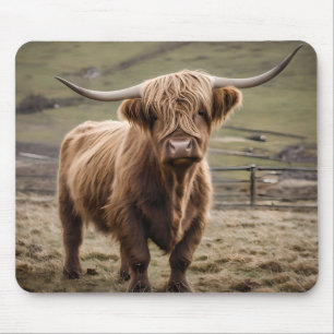 Tapis De Souris **"Furry Majesty : The Woolly Brown Highland Cow"*