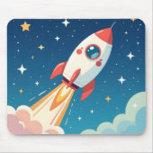Tapis De Souris Fusée spatiale mignonne qui décolle (Devant)