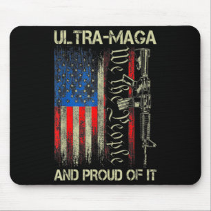 Tapis De Souris Fusil USA Drapeau Patriotes Ultra MAGA Et Fier De