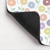 Tapis De Souris Fuzzy Flower Pattern Pastels on White (Coin)