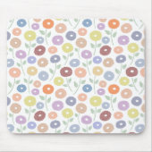 Tapis De Souris Fuzzy Flower Pattern Pastels on White (Devant)