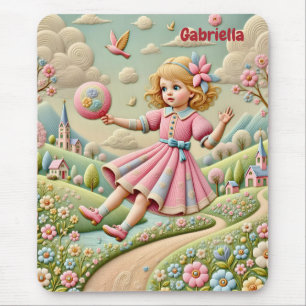 Tapis De Souris GABRIELLA ~ Broderie Pastel ~ Mousepad