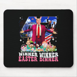 Tapis De Souris Gagnant Dîner de Pâques Trump Lapin Chasse Œufs Jo