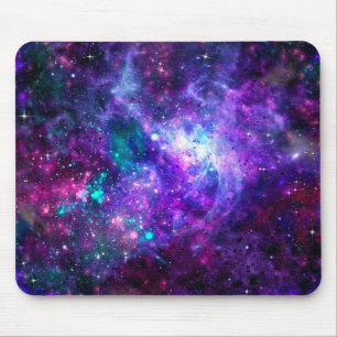 Tapis De Souris Galaxie spatiale violette Ciel rose sarcelle spati
