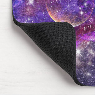 Tapis De Souris Galaxie violette Voie lactée avec planète