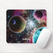 Tapis De Souris Galaxy Planètes Étoiles Monogramme (Avec souris)