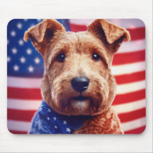 Tapis De Souris Gallois Terrier Avec Drapeau Américain Et Bandana