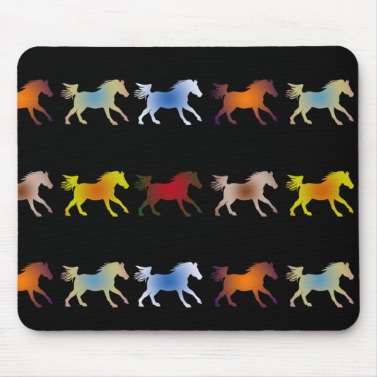 Tapis De Souris Galoping Ponies sur Noir (Devant)