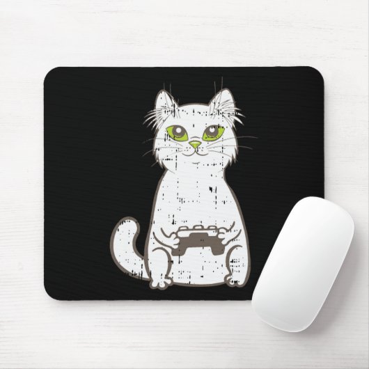 Tapis De Souris Gamer Cat Video Game Controller Cute Gaming Geek G (Avec souris)