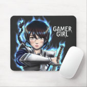 Tapis De Souris Gamer Girl Guerrier Esprit épée (Avec souris)