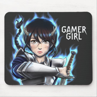 Tapis De Souris Gamer Girl Guerrier Esprit épée