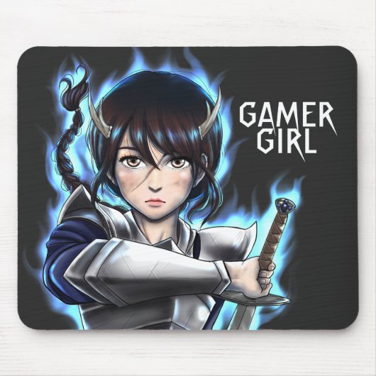 Tapis De Souris Gamer Girl Guerrier Esprit épée (Devant)
