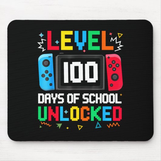 Tapis De Souris Gamer Level Unlocked 100 Days Of School Student Bo (Devant)