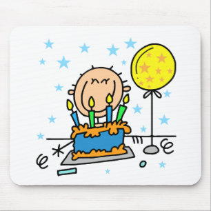Tapis De Souris Gamin bonhomme allumette avec cadeaux de gâteau d'