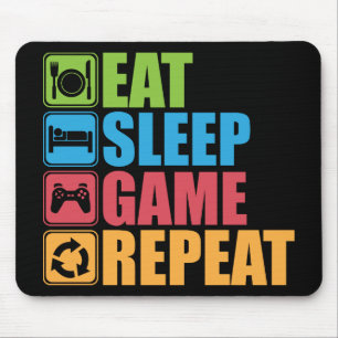Tapis De Souris Gaming - Eat, Sleep, Game, Repeat - Gamer, Funny