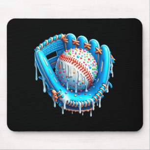 Tapis De Souris Gant de glace à la crème baseball avec balle de pa