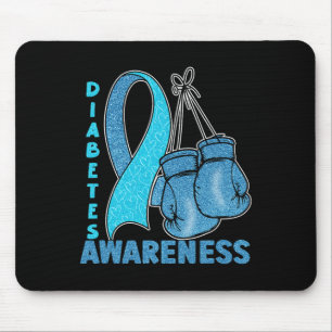 Tapis De Souris Gants de boxe bleue Ribbon Sensibilisation au diab