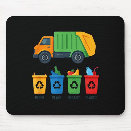 Tapis De Souris Garbage Day Recycling Truck Kids Boys Toddlers Gir (Devant)