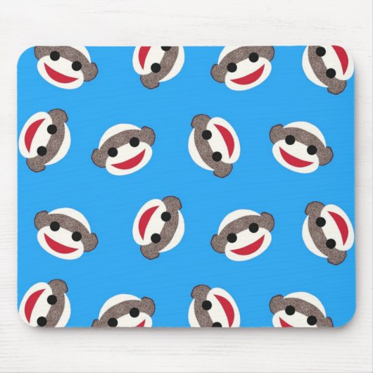 Tapis De Souris Garçon bleu de singe de chaussette (Devant)