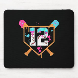 Tapis De Souris Garçon de 12 ans pour son anniversaire Baseball Cr