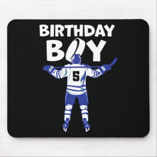 Tapis De Souris Garçon de 5 ans pour anniversaire de hockey sur gl
