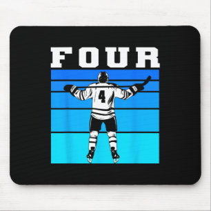 Tapis De Souris Garçon de hockey 4e anniversaire Quatre anniversai