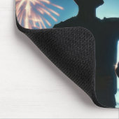 Tapis De Souris Garçon et papa avec drapeaux américains (Coin)