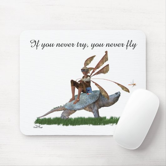 Tapis De Souris Garçon Fée Riding Sur La Tortue Mousepad (Avec souris)