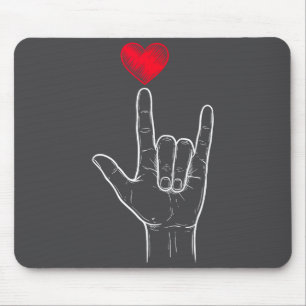 Tapis De Souris Garçon Saint-Valentin Je T'Aime Panneau Asl Cœur F