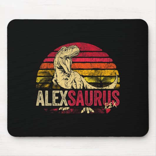 Tapis De Souris Garçons Drôles Alex Saurus Dinosaure Rex Nom (Devant)
