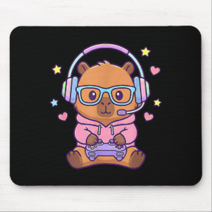 Tapis De Souris Garçons gamers de capybara mignons kawaii drôles