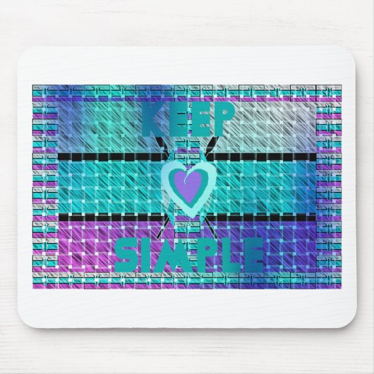 Tapis De Souris Gardez-le simple : Cyan Heart & Clarity Art Motif (Devant)
