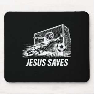 Tapis De Souris Gardien de but de football Jésus sauve chrétien So
