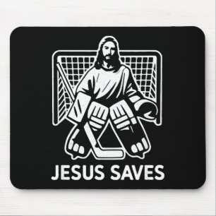 Tapis De Souris Gardien de but de hockey Jésus sauve chrétien Hoc