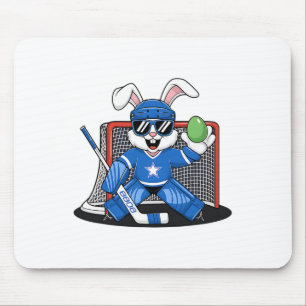 Tapis De Souris Gardien de but de hockey sur glace lapin de Pâques