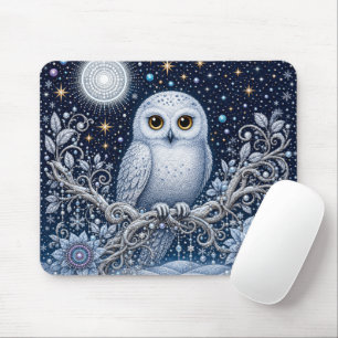 Tapis De Souris Gardienne de la Nuit d'Hiver dans le Jardin des Ét