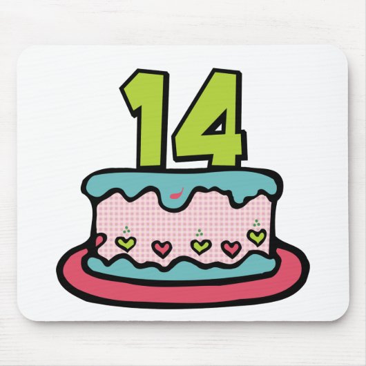 Tapis De Souris Gâteau d'anniversaire 14 ans (Devant)