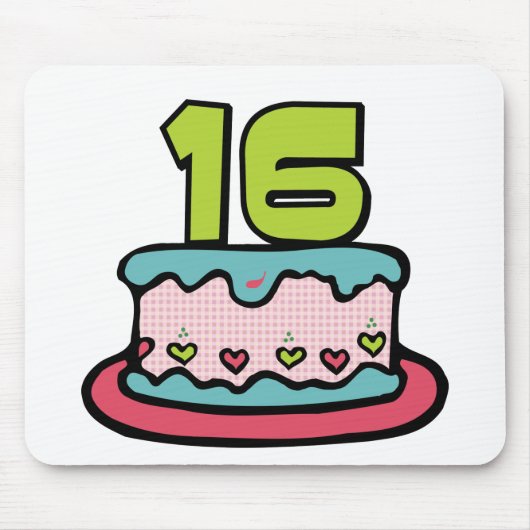 Tapis De Souris Gâteau d'anniversaire 16 ans (Devant)