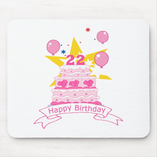 Tapis De Souris Gâteau d'anniversaire de 22 ans (Devant)